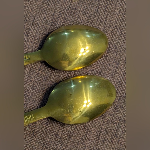 Vintage Jean Claude Brass and Teak Demitasse spoons. Made in Thailand. Set of 2 - Picture 5 of 7